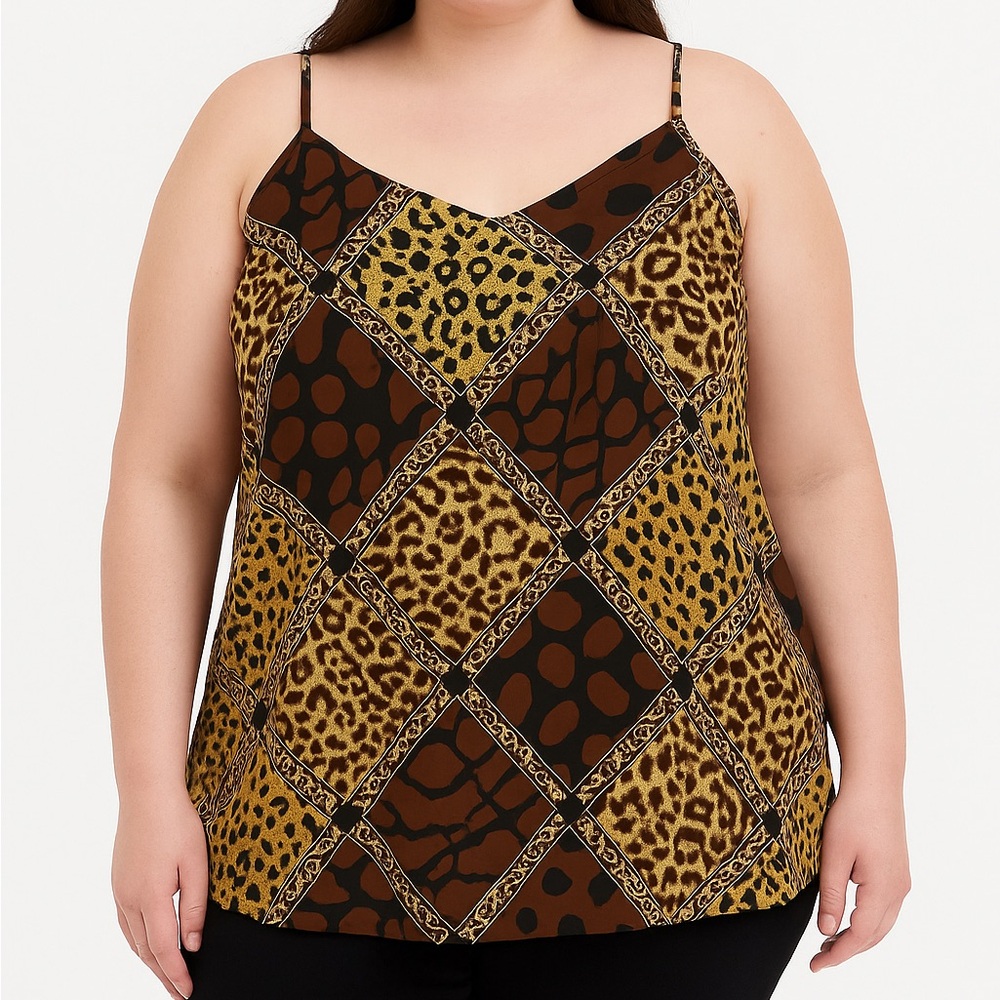 VTG Cougar Animal  Print Intimate Slip Chemise Nightie Style Size 2X? Adjustable